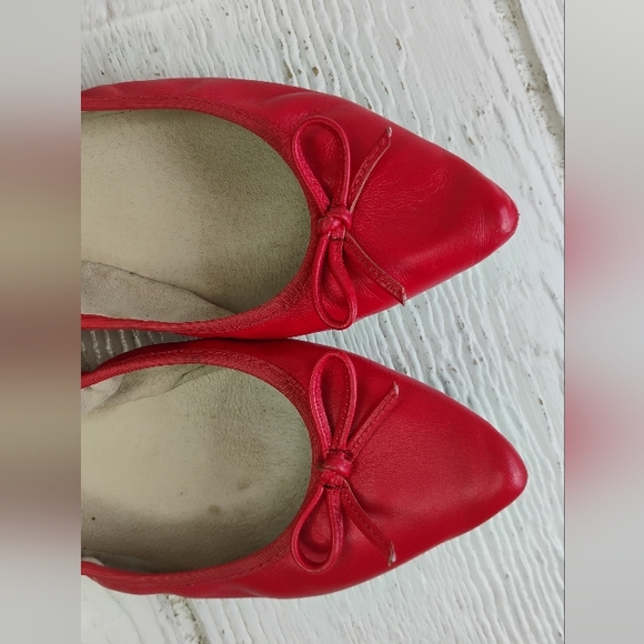 Leather ABUSA Ballet Flat Shoes Loafers Woman Sz 8.5" Salmon Color Point Toes - Picture 10 of 12